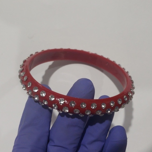 Elegant Red Sparkling Crystal 8-inch Bangle Bracelet - Women's FAshion Jewelry - Picture 3 of 5